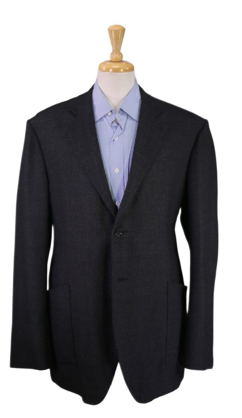 Beau Brummel Sartorial Gray Knit Wool Patch Pocket Blazer Jacket 46L